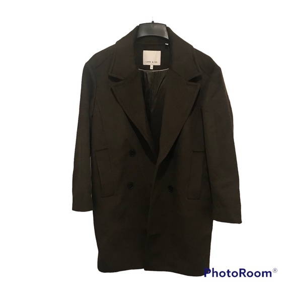 Lark and Ro Peacoat Women’s Size 0 Wool Blend Dark Olive New Without Tags - Picture 1 of 8